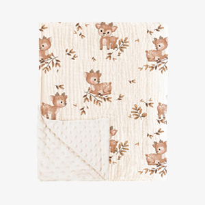 Printed Muslin Minky Dotted Blanket