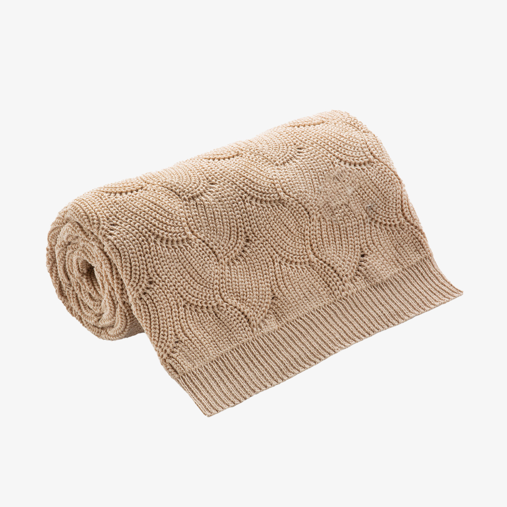 Wave Pattern Cotton Knitted Baby Blanket