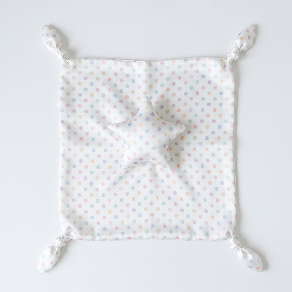 White Polka Dot Star Security Blanket - BSCI Audited Factory Direct Wholesale